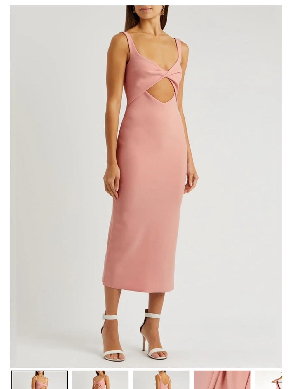 Bec & Bridge Twist-Front Cutout Midi Dress in Pink